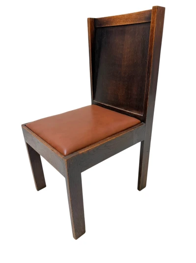 Art Deco Modernist Side Chair with Leather Seat, 1930s
